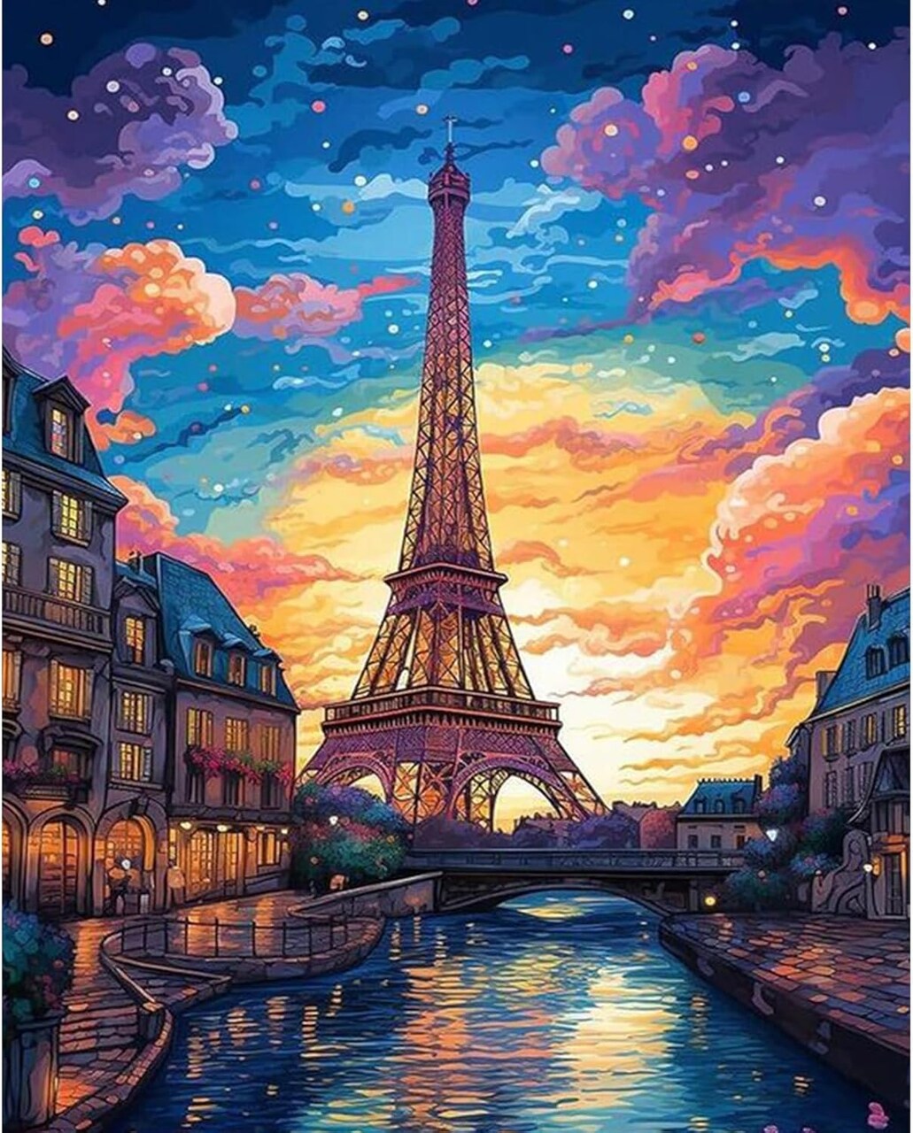 Paint by Numbers Kit for Adults Beginner, Eiffel Tower Adult Paint by Number Kits on Canvas Without Frame